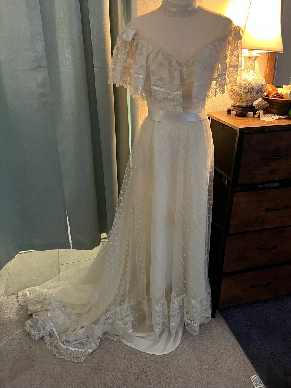 70s Vintage dance allure by Alfred Angelo Ivory wedding dress